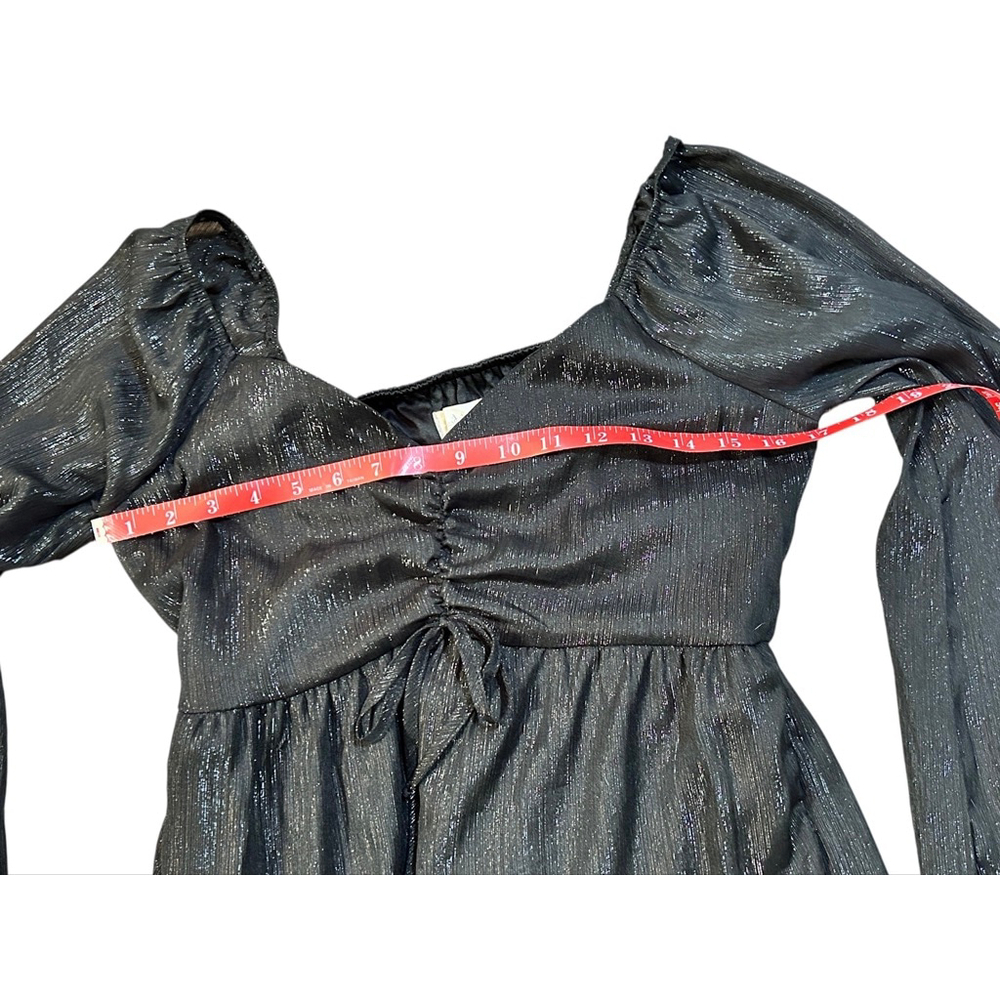 Altar'd State Black Shimmer Off-Shoulder Mini Dress S - Picture 4 of 8